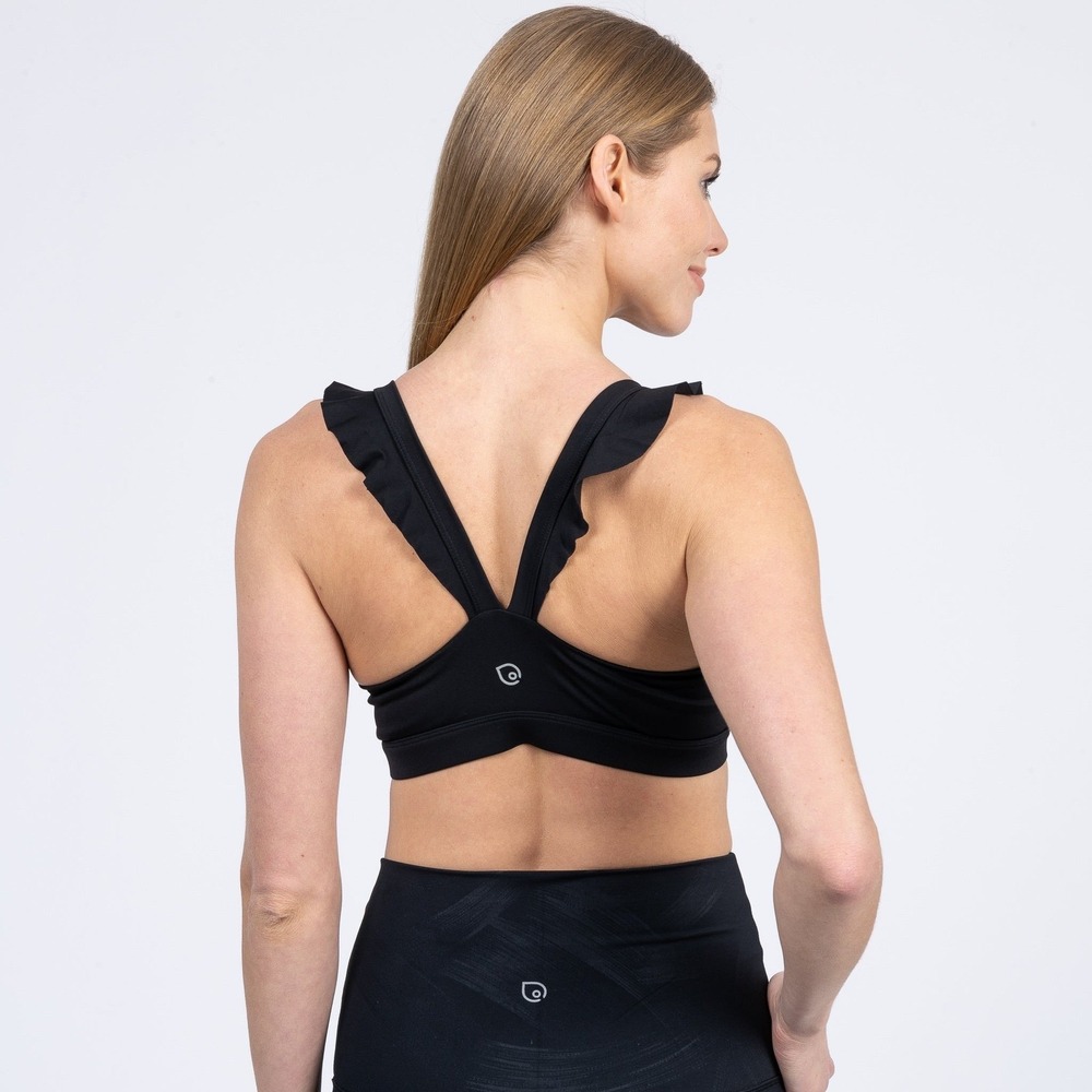 Sweat & Milk Black Ruffle Nursing Sports Bra Maternity Activewear Medium - Picture 3 of 10
